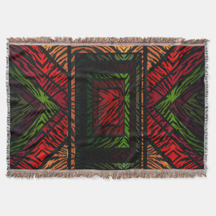 Colourful Geometric Rainbow Tiger Animal Print Throw Blanket