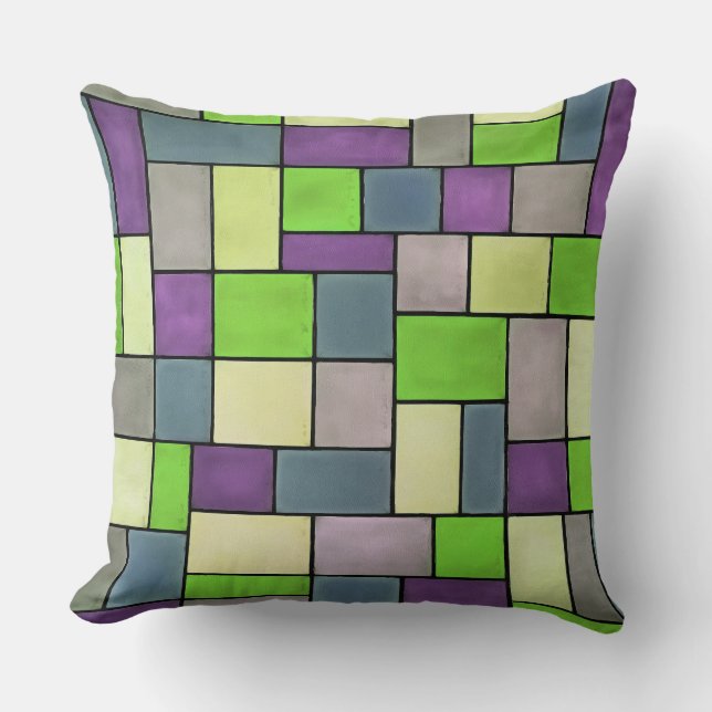 Colourful Geometric Rectangles 3 Cushion (Front)