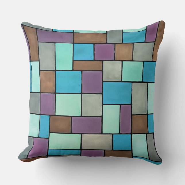 Colourful Geometric Rectangles 4 Cushion (Front)