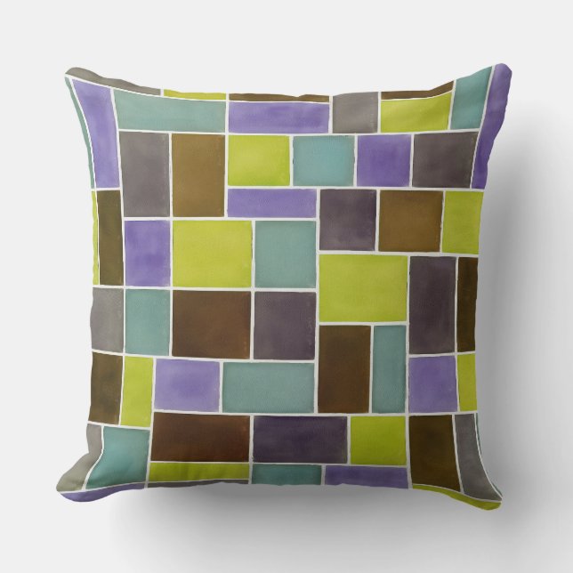 Colourful Geometric Rectangles 6 Cushion (Front)