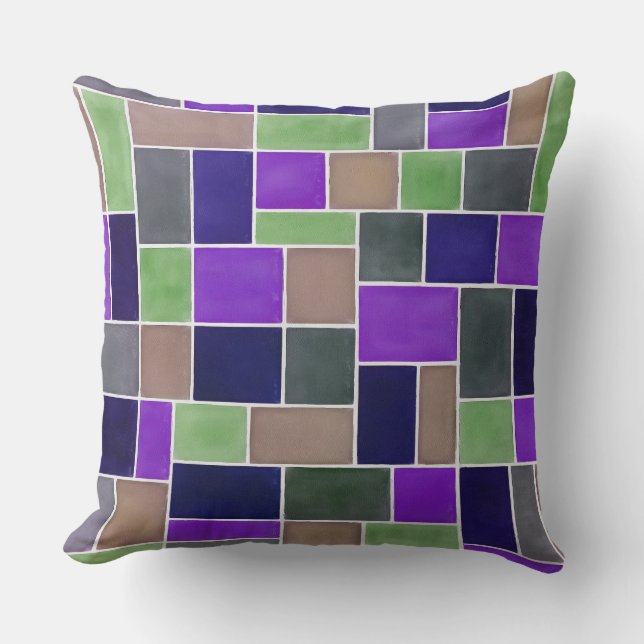Colourful Geometric Rectangles 7 Cushion (Front)