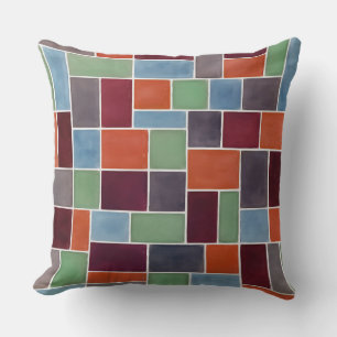 Colourful Geometric Rectangles 8 Cushion
