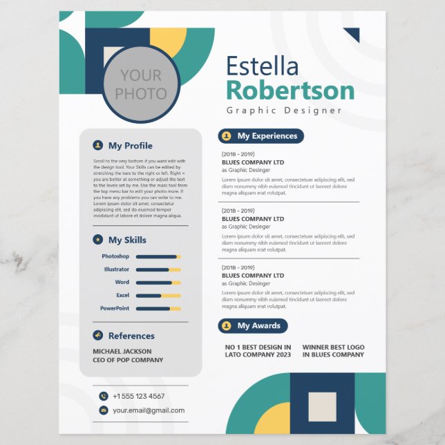 Colourful Geometric Resume, CV (Front)