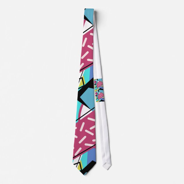 Colourful Geometric Retro 80s Memphis Design Tie (Front)