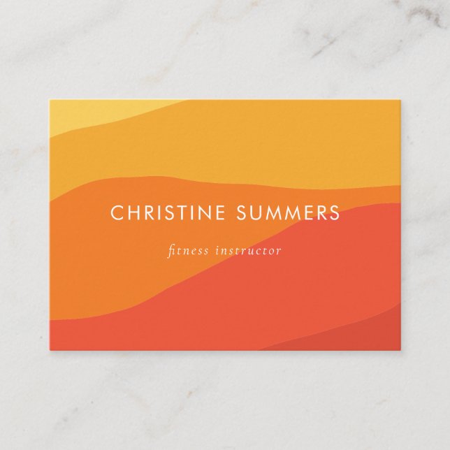 Colourful Geometric Retro Sunny Orange Stripes  Business Card (Front)