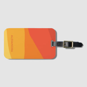 Colourful Geometric Retro Sunny Orange Stripes Luggage Tag