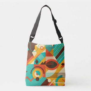 Colourful geometric retro: vintage abstraction. crossbody bag