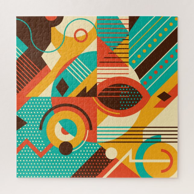 Colourful geometric retro: vintage abstraction. jigsaw puzzle (Vertical)