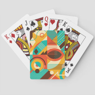 Colourful geometric retro: vintage abstraction. playing cards