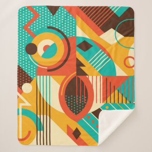 Colourful geometric retro: vintage abstraction. sherpa blanket