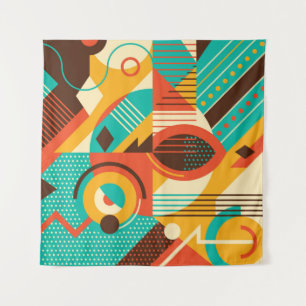 Colourful geometric retro: vintage abstraction. tapestry