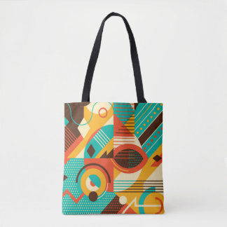 Colourful geometric retro: vintage abstraction. tote bag