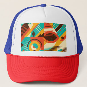 Colourful geometric retro: vintage abstraction. trucker hat