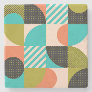 Colourful geometric, Scandinavian style pattern. Stone Coaster