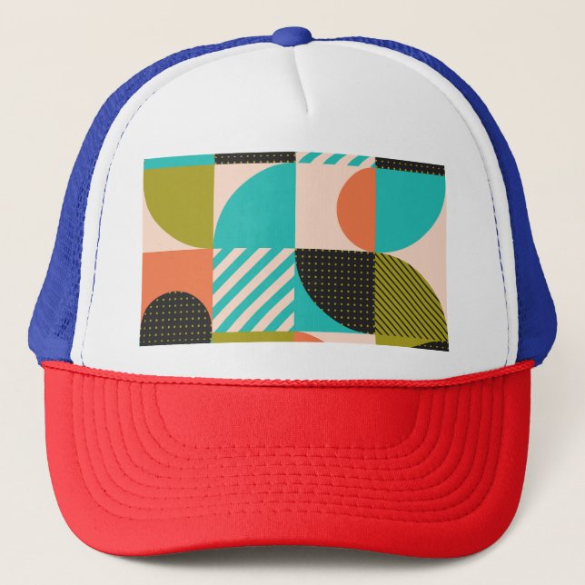 Colourful geometric, Scandinavian style pattern. Trucker Hat (Front)