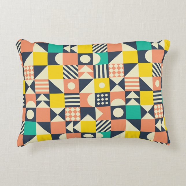 Colourful Geometric Seamless Pattern Decorative Cushion (Front)