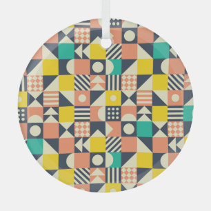 Colourful Geometric Seamless Pattern Glass Tree Decoration