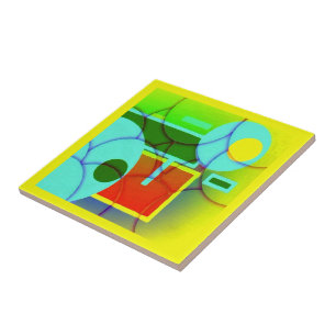 Colourful Geometric Shapes Abstract Art  Tile