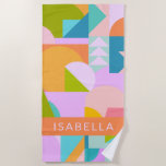 Colourful Geometric Shapes Collage Personalised Beach Towel<br><div class="desc">Personalised Bright and Colourful Geometric Shapes Collage Beach Towel</div>
