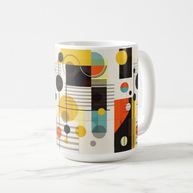 Colourful geometric shapes composition coffee mug (Front Right)