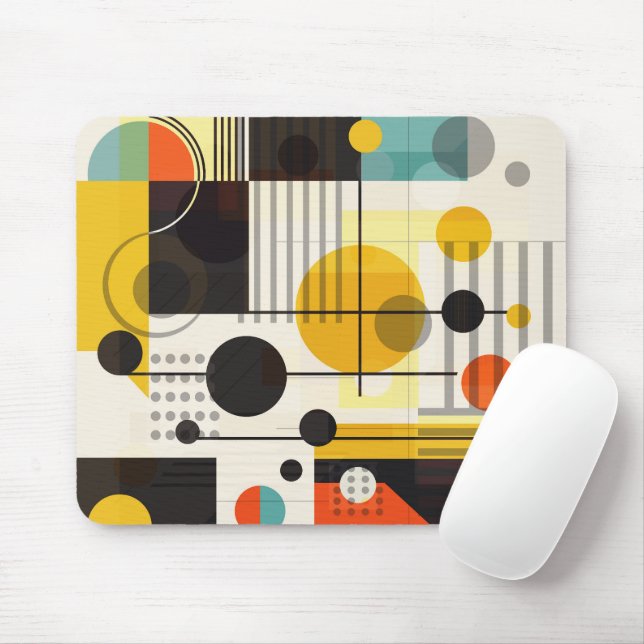 Colourful geometric shapes composition mouse mat (With Mouse)