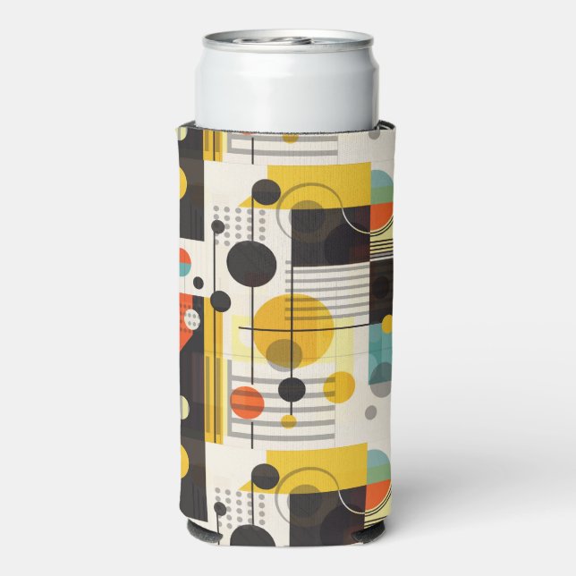 Colourful geometric shapes composition seltzer can cooler (Seltzer Back)