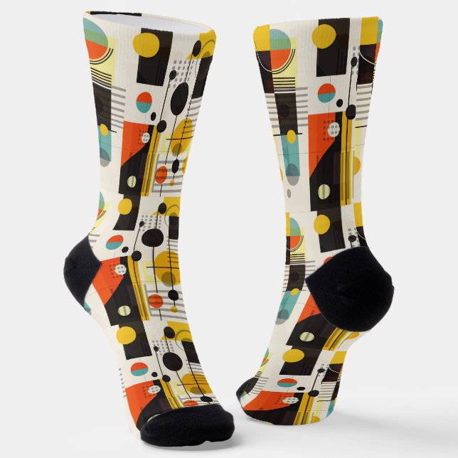 Colourful geometric shapes composition socks (Angled)