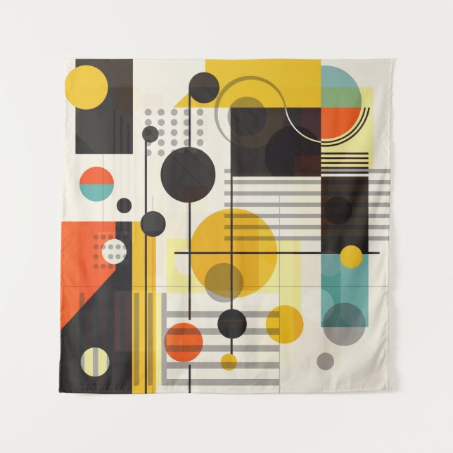 Colourful geometric shapes composition tapestry (Front)