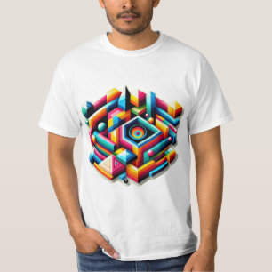Colourful Geometric Shapes Design T-Shirt