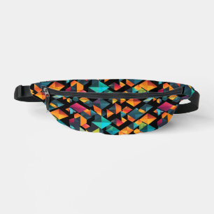 Colourful Geometric Shapes on Black Bum Bags