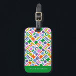 Colourful Geometric Shapes Personalised Luggage Tag<br><div class="desc">A Colourful and modern geometric cut-out shapes design inspired by mid-century modern patterns. This bold and bright patterned design can be personalised with a name,   or monogramed. Colours include; light blue,  purple,  orange,  lime-green,  pink,  green and white.</div>