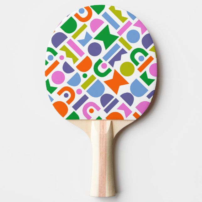 Colourful Geometric Shapes Ping Pong Paddle (Front)