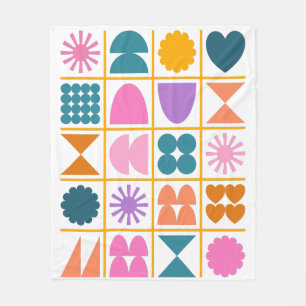 Colourful Geometric Shapes Simple Modern Design Fleece Blanket