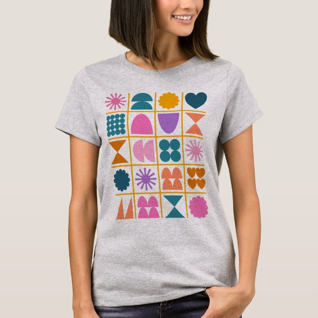 Colourful Geometric Shapes Simple Modern Design T-Shirt (Front)