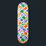 Colourful Geometric Shapes Skateboard<br><div class="desc">A colourful and modern design that features geometric cut-out shapes. This playful design is inspired by retro,  mid-century modern style. Colours included in this abstract pattern are;  blue,  purple,  pink,  green,  yellow,  pink and orange against a white background.</div>