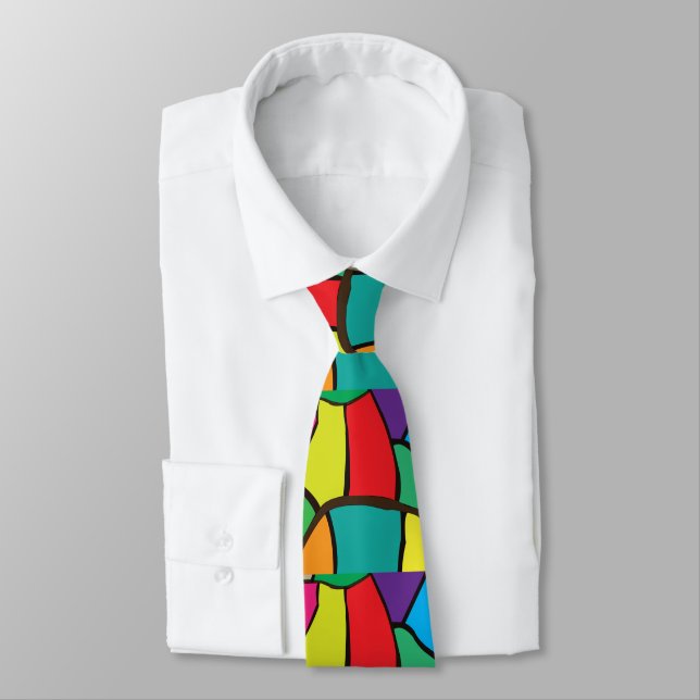 Colourful Geometric Shapes Tie (Tied)