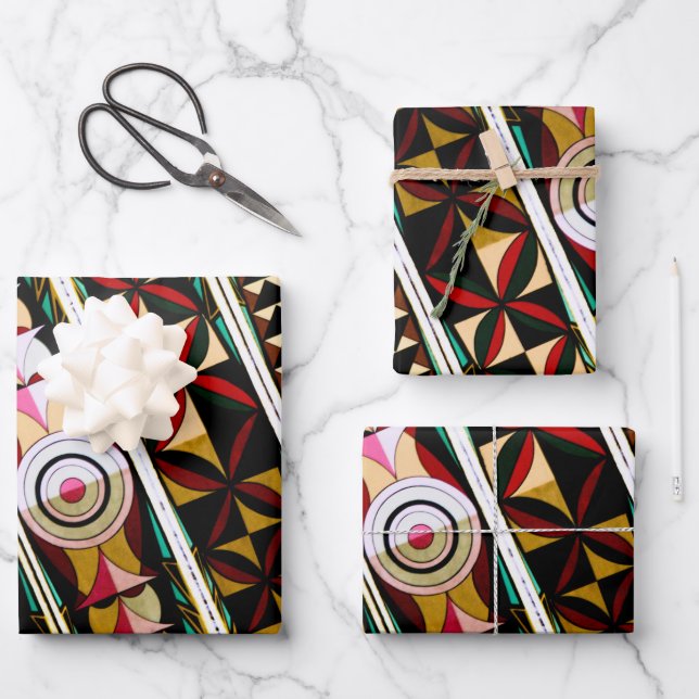 Colourful Geometric Spanish Architecture Wrapping Paper Sheet (Front)