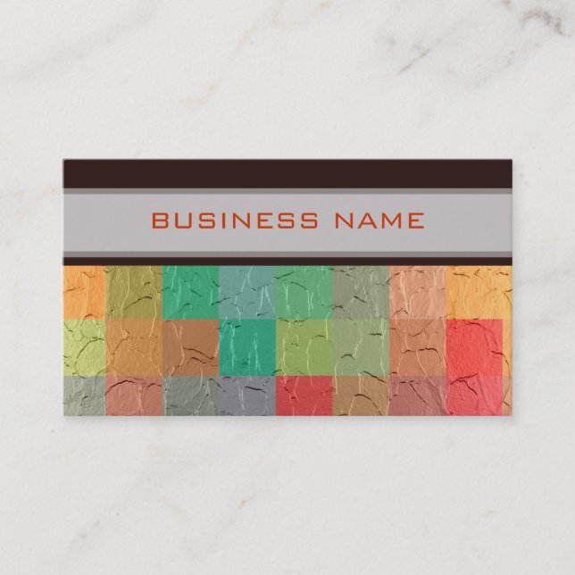 Colourful Geometric Square Pattern Business Card (Front)