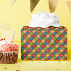 colourful geometric square wrapping paper