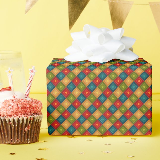 colourful  geometric square wrapping paper (Birthday Party)