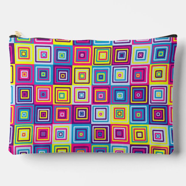 Colourful Geometric Squares Accessory Pouch (Front)