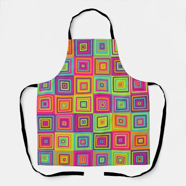 Colourful Geometric Squares Apron (Front)