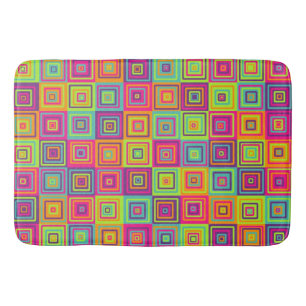 Colourful Geometric Squares Bath Mat