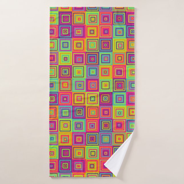 Colourful Geometric Squares Bath Towel (Bath Towel)