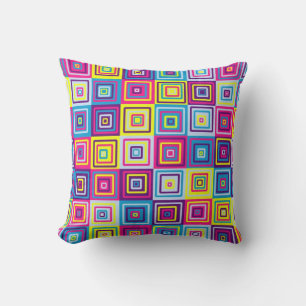 Colourful Geometric Squares Cushion