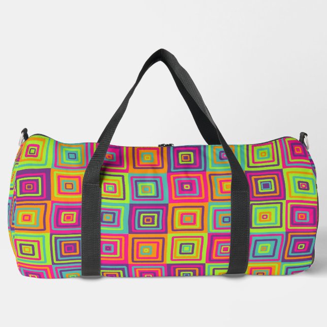 Colourful Geometric Squares Duffle Bag (Front)