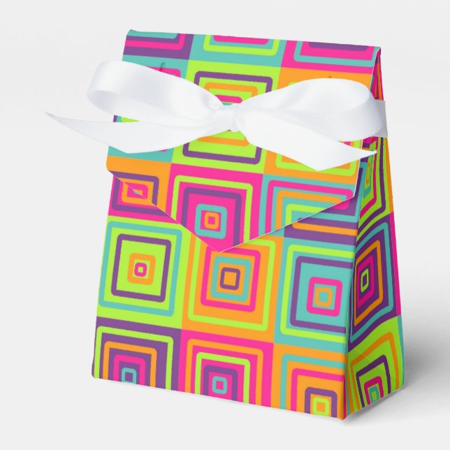 Colourful Geometric Squares Favour Box (Front Side)