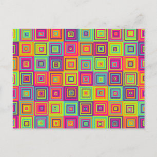 Colourful Geometric Squares Holiday Postcard