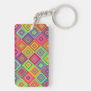 Colourful Geometric Squares Key Ring