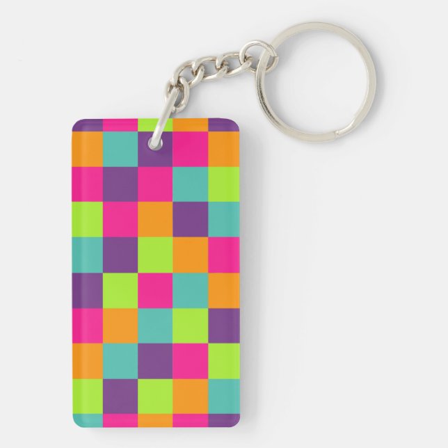 Colourful Geometric Squares Key Ring (Back)